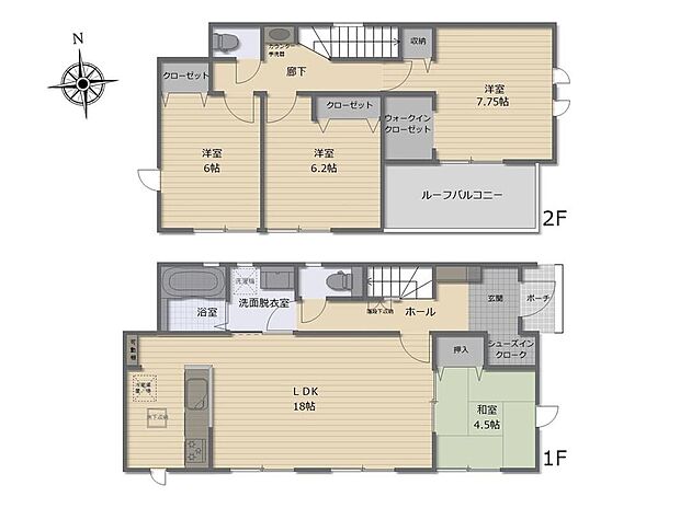 (1号棟)、価格6780万円、4LDK、土地面積150.43m2、建物面積104.74m2