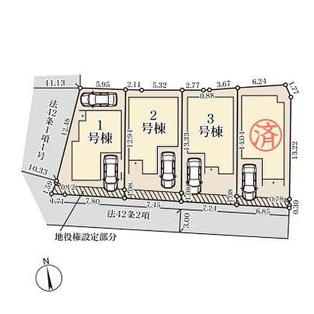 ≪全体区画図≫
東京メトロ東西線「葛西」駅利用♪自転車8分、バス利用も可◎
南側道路に面した日当たり良好な立地です！