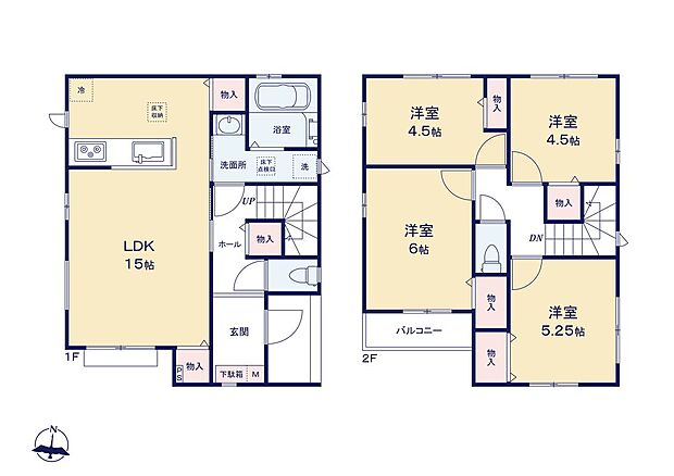 (A号棟)、価格4390万円、4LDK、土地面積108.86m2、建物面積87.98m2