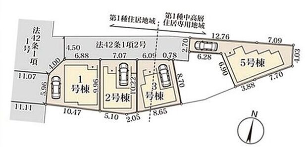 ≪全体区画図≫全邸カースペース完備☆（※車種による）