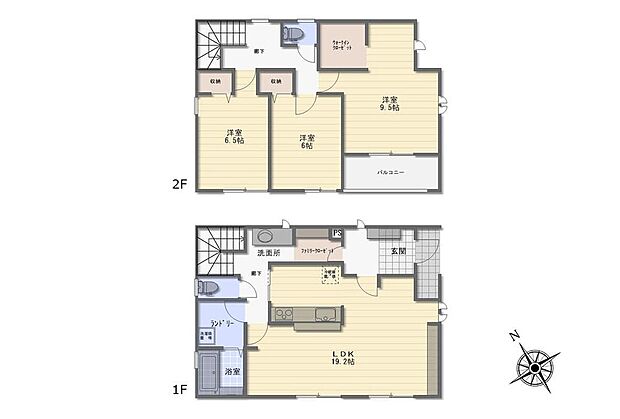 (1号棟)、3LDK、土地面積146.99m2、建物面積114.27m2