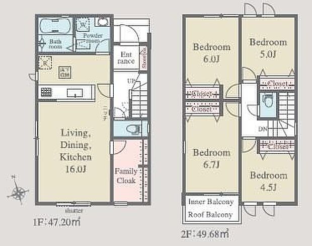 (1号棟)、4LDK、土地面積120.07m2、建物面積96.88m2
