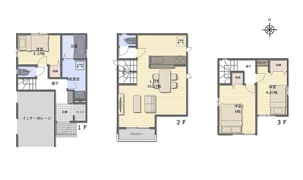 (1号棟)、2LDK+S、土地面積62.73m2、建物面積94.23m2