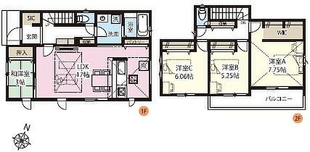 (1号棟)、4LDK、土地面積165.34m2、建物面積102.46m2