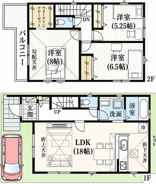 (1号棟)、3LDK、土地面積100.01m2、建物面積91.08m2