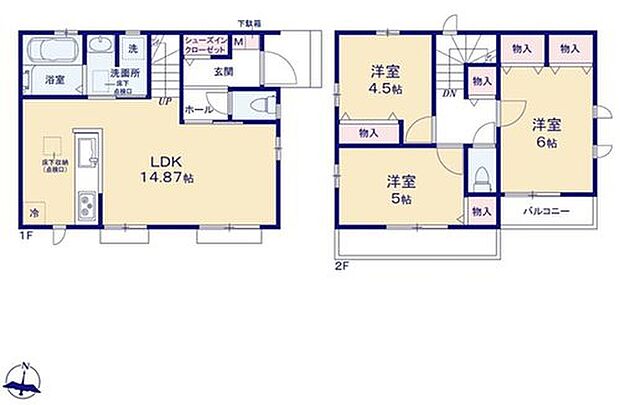 【3LDK】帰宅時・外出時の自然なコミュニケーションを育むリビングイン階段を採用。
仲良し家族の画が浮かびます。