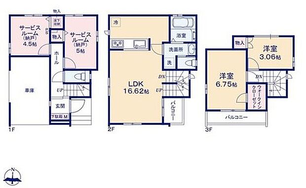 【2LDK+2S】水回りがまとまった、家事導線がスムーズな間取り◎
「リビングイン階段」は外出時・帰宅時に必ずリビングを通るので一声交わせる安心感があります♪