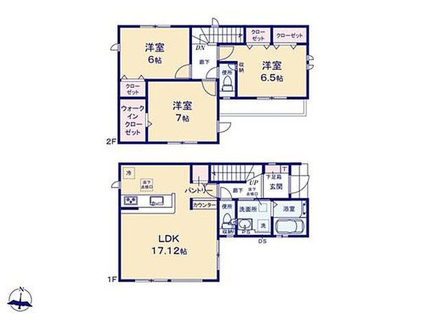 【3LDK】全洋室が6帖以上の3LDK！
広々17帖超のLDK！対面キッチンからはLDK全体を見渡せます♪
パントリー付きキッチン！LDKにはカウンターコーナー設置☆用途自在♪
WIC完備☆お部屋がスッキリ片付きます♪