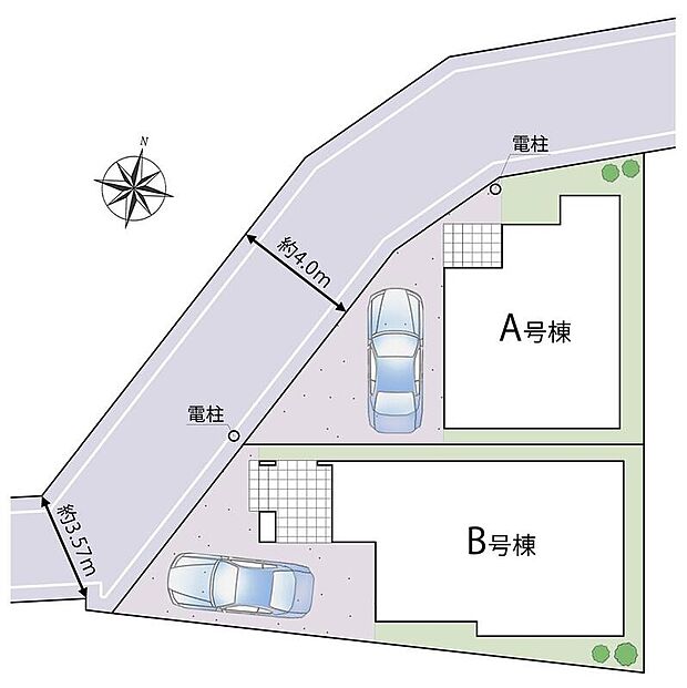 【全体区画図】≪全体区画図≫全邸カースペース完備！（※車種による）