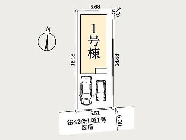 【全体区画図】カースペース2台分ご用意ございます♪（車種による）
家族分の自転車を駐輪したり、来客用の駐車スペースとしてもお使いいただけます♪