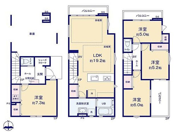 【4LDK】広々19.2帖のLDK！対面キッチンからはLDK全体を見渡せます♪全居室に収納を完備しておりますので、いつでもお部屋をすっきりとお使い頂けそうです。