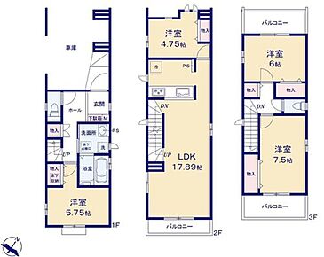 広々17.89帖のLDK！対面キッチンからはLDK全体を見渡せます♪道路からのプライバシーを確保しやすい「2階リビング」を採用♪ご家族のコミュニケーションを育むリビング階段を採用！全洋室に収納を完備！ 