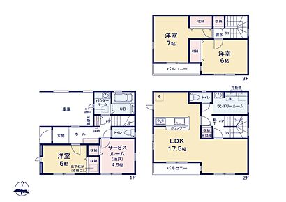 広々17.75帖のLDK！2階リビングにすることで、陽当たりを良くし、人目も気にならずプライバシーを確保することが出来ます♪各居室に収納も完備しているので、お部屋は美しい空間を保てますね！ 