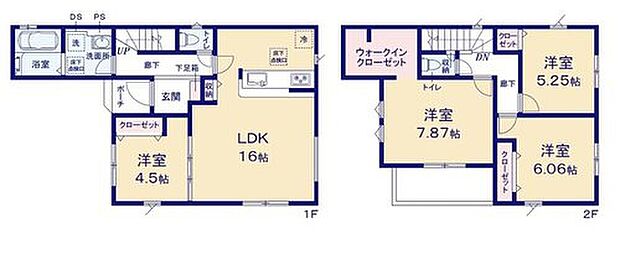 【4LDK】広々16帖のLDK！対面キッチンからはLDK全体を見渡せます♪隣の洋室の引き戸を開ければ19.5帖の広々空間になりますよ♪LDK収納やウォークインクローゼットなど充実の収納！お部屋をスッキリとご使用頂けます♪