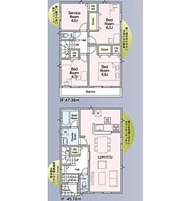 広々17.7帖のLDK！対面キッチンからはLDK全体を見渡せます♪シューズクローク他、全居室に収納を完備！お部屋もスッキリ♪使い勝手の良い納戸付き♪バルコニーは2部屋より出られて便利♪ 