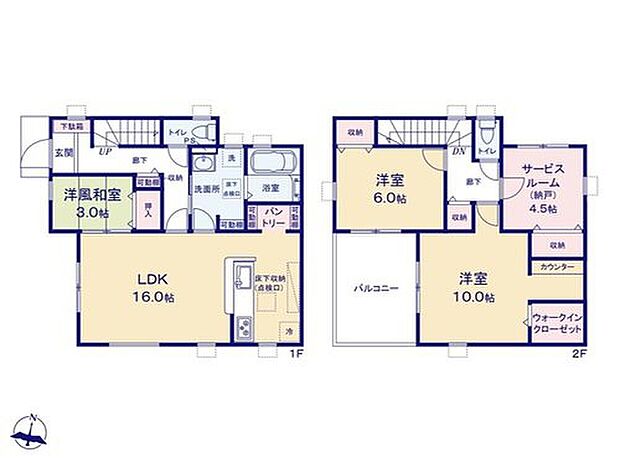 【3LDK+S】客室としても使える、まったりくつろげるモダンな和室を採用!キッチンにはパントリー完備で買い置きにも便利です♪バルコニーは広々としていて、おうちアウトドアにも☆