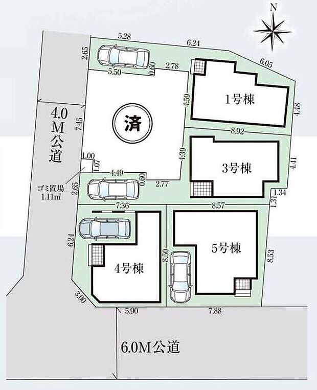 【全体区画図】全邸カースペース完備♪(※車種による)