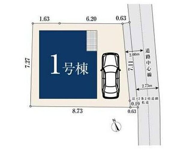 【全体区画図】車高を気にせず駐車できるカースペース1台分完備♪(※車種制限がある場合があります)