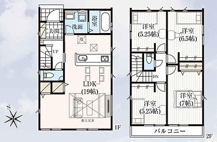 広々19帖LDKには収納完備でお部屋がすっきり片付きます♪折り上げ天井で解放感をプラス☆主寝室はゆったり7帖！水回りのまとまった家事導線スムーズな間取り 