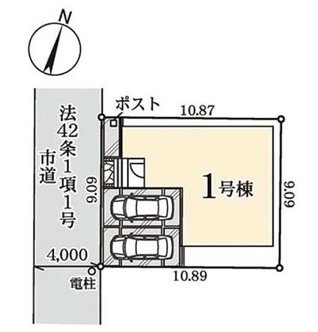 【全体区画図】車高を気にせず駐車できるカースペース2台分完備!(※車種制限がある場合がございます。)