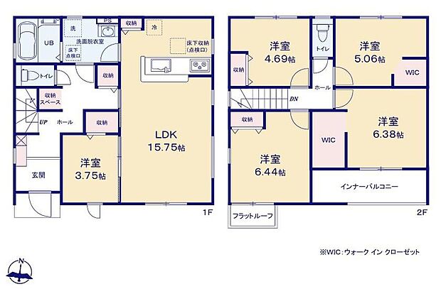 (１号棟)、価格3480万円、5LDK、土地面積153.01m2、建物面積111.81m2