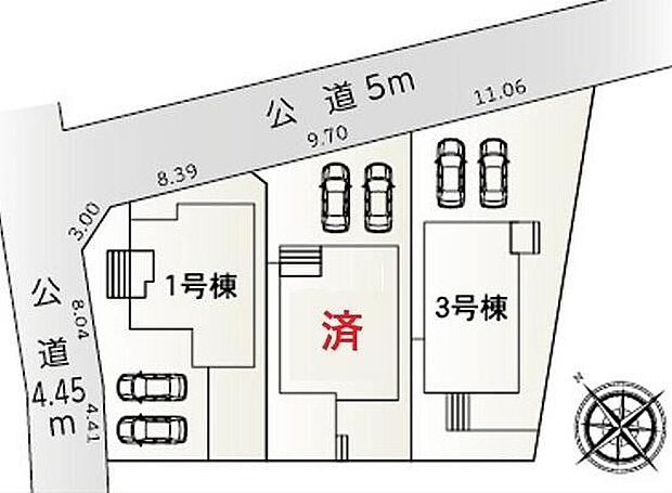 瀬戸市山の田町　全３棟
１号棟　３，０８０万円
２号棟　ご成約済み
３号棟　２，９８０万円