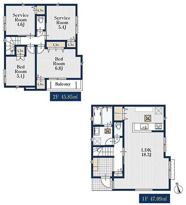 (２号棟)、価格4280万円、2LDK+2S、土地面積114.44m2、建物面積92.94m2