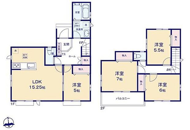 【4LDK】対面式キッチン仕様の開放的な約15.25帖のリビング♪
4部屋あり、お子様一人一人にお部屋を与えることが出来ます♪
各居室に収納スペースが充実♪
日当たり良好な南向きのバルコニー♪