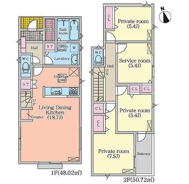 【3LDK+S】対面式キッチン仕様の広々とした18.7帖のリビング♪
散らかりがちな玄関もスッキリ片付くシューズインクローク付き♪
季節物などの収納に便利な納戸部屋♪
2部屋から出入りできて便利な南向きのバルコニー♪