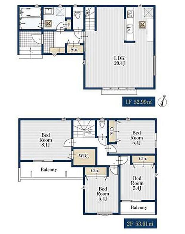 【4LDK】対面式キッチン仕様の広々20.4帖の明るいリビング♪
廊下や洗面室に収納スペースが充実♪
大きな荷物も収納可能なウォークインクローゼット付き♪
日当たり良好な2つの南向きバルコニー♪