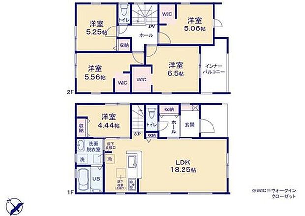 【5LDK】南向きの約18.25帖リビング♪
一階廊下やリビングに収納スペースが充実♪
大きな荷物も収納可能なWICを採用しました♪
雨の日でも安心な東南向きのインナーバルコニー♪