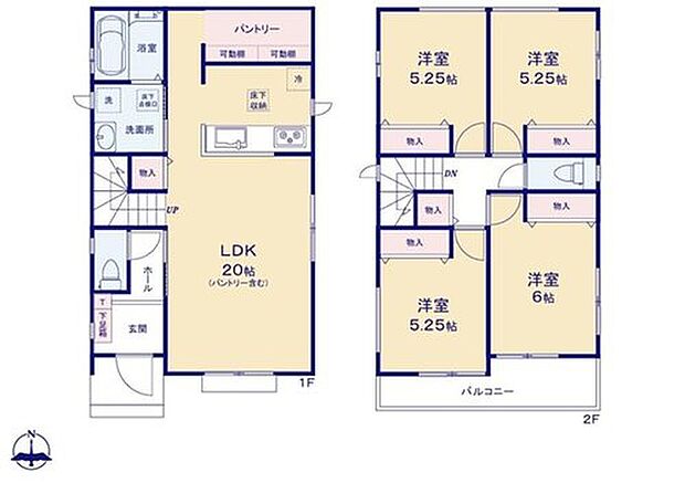 【4LDK】対面式キッチン仕様の広々約20帖の明るいリビング♪
キッチンがスッキリ片付くパントリー付き♪
リビングや廊下、各居室に収納スペースが充実♪
2部屋から出入りできて便利な南向きのワイドバルコニー♪