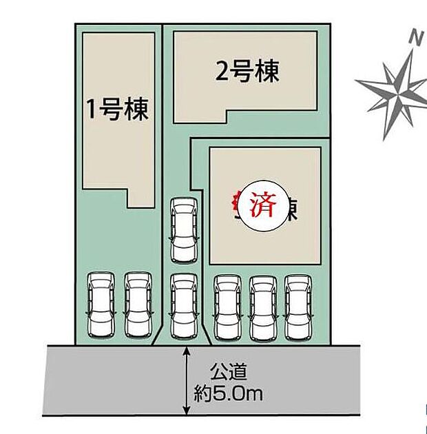【全体区画図】名古屋市守山区小幡南2丁目、全3棟
南側の道路に面しており日当たり良好♪
1号棟 5,880万円
2号棟 4,980万円
3号棟 ご成約済み