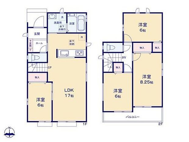 【4LDK】◇リビングと洋室の間の引き戸を開ければ20帖超えの大空間が広がります♪
◇家族のコミュニケーションを重視した対面式キッチン・リビングイン階段プラン♪
◇南向きのバルコニーは2部屋から出られて便利♪
