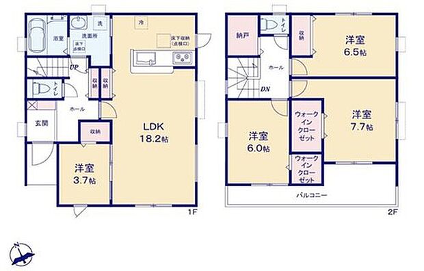 【4LDK+S】対面式キッチン仕様の広々１８．２帖の明るいリビング♪
大きな荷物も収納可能なウォークインクローゼット付き♪
季節のアイテムなどが収納可能なストレージルーム♪
日当たり良好な南向きのワイドバルコニー♪