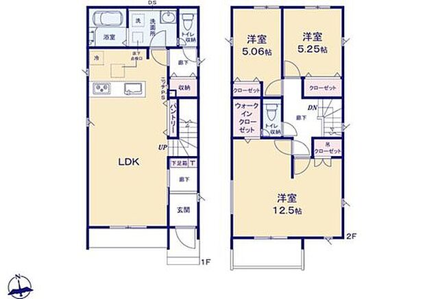 【3LDK】対面式キッチン仕様の広々とした約18帖の明るいリビング♪
キッチンがスッキリ片付くパントリー付き♪
大きな荷物も収納可能なウォークインクローゼット付き♪
日当たり良好な南向きのバルコニー♪