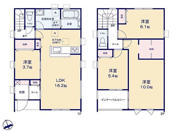 【4LDK】対面式キッチン仕様の開放的な16.2帖の明るいリビング♪
全4居室あり、プライベート空間が充実♪
リビングや廊下、各居室に収納スペースが充実♪
日当たり良好な南向きのバルコニー♪