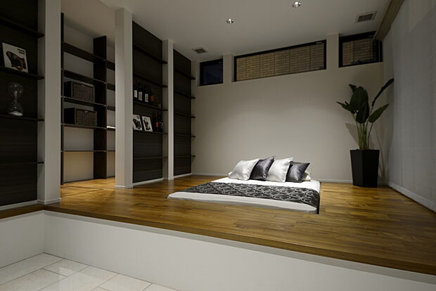 【小上りにすることで和風の寝室】当社施工事例：お客様の自由に設計することが出来ます。