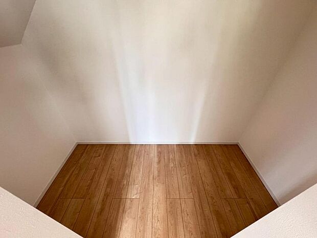 １階９帖の居室には大容量のウォークインクローゼットを設けました。お洋服をたくさんお持ちの方には嬉しいスペースです。