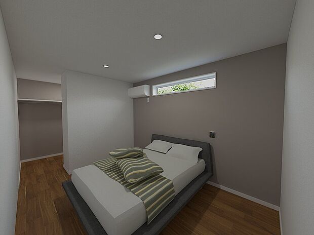 【落ち着いた雰囲気の主寝室】隣接したWICで衣類や季節用品もすっきり収納※完成イメージ画像