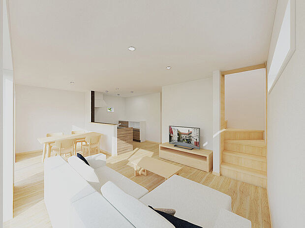 【16帖LDK】木質感あふれる、落ち着きと温もりを併せ持つ空間※完成イメージ画像