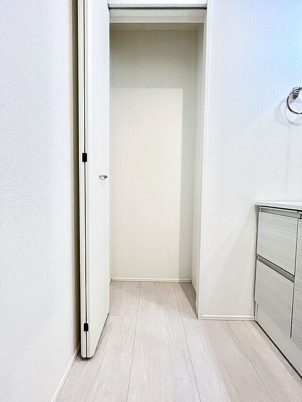 【その他設備(リネンスペース)】便利なリネン庫で、スッキリした使いやすい洗面室に