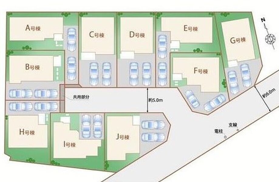 全10棟の大型開発分譲地内です！新設道路など、快適に暮らせる環境に加え、ゆとりの広さを備えた分譲地となっております☆カースペースは2台分ご用意。