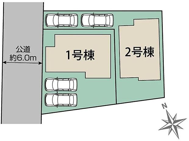 カースペースは嬉しい2台分!
空いたスペースは、自転車置き場としてお使いいただくのも良いですね♪
日当たりの良いお庭では家庭菜園も楽しめそうです◎