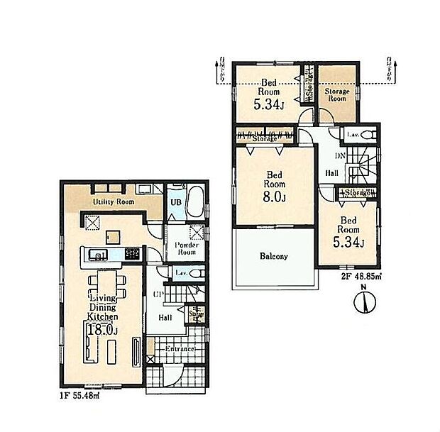 (1号棟)、価格4280万円、3LDK+S、土地面積180.76m2、建物面積104.33m2