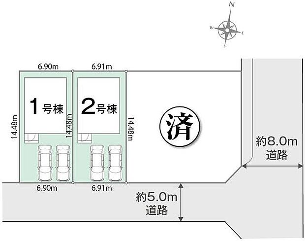 お車は車種により並列2台の駐車が可能です!
周辺道路は車通りが少ないため、駐車の際にも安心です♪