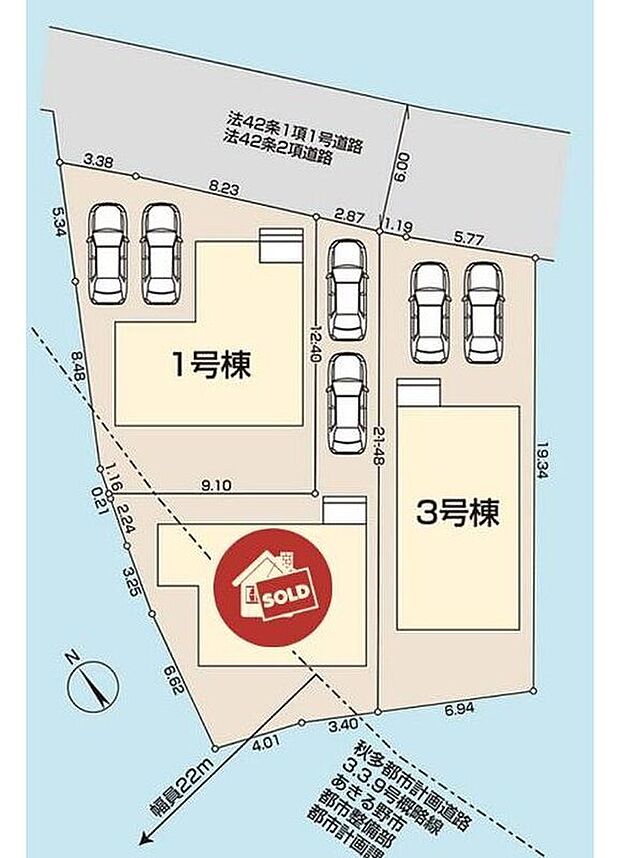 並列2台駐車可能です!
前面道路は6mあるので、駐車が苦手な方も停めやすそうですね♪