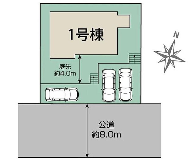 駐車スペースは車種により3台分!
前面道路がひろびろ8mあるので、車庫入れが苦手な方でも安心して停められます◎