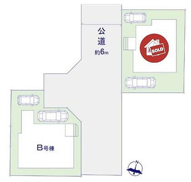 陽当たりも良く、開放的な角地♪
前面道路も6mあり、駐車もしやすいですね♪
車種により、2台の駐車が可能です◎