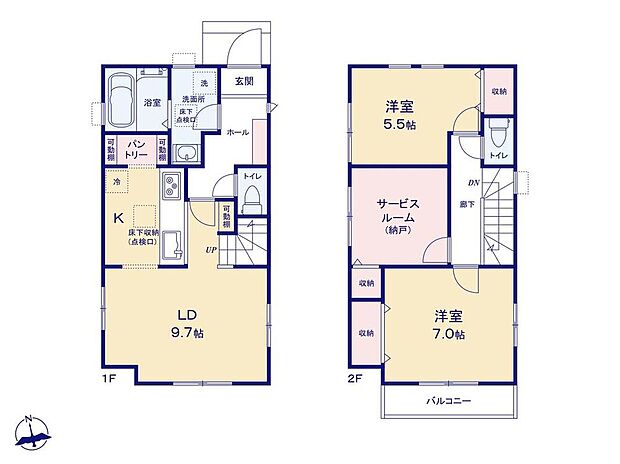 (1号棟)、価格5680万円、2LDK+S、土地面積95.92m2、建物面積76.14m2